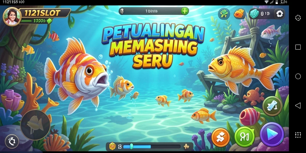 Gameplay seru di 1121SLOT dengan berbagai ikan untuk ditangkap.