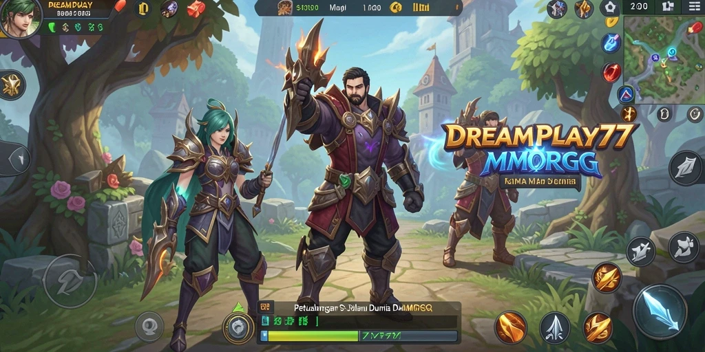 Tampilan dinamis gameplay MMORPG dalam DREAMPLAY77.
