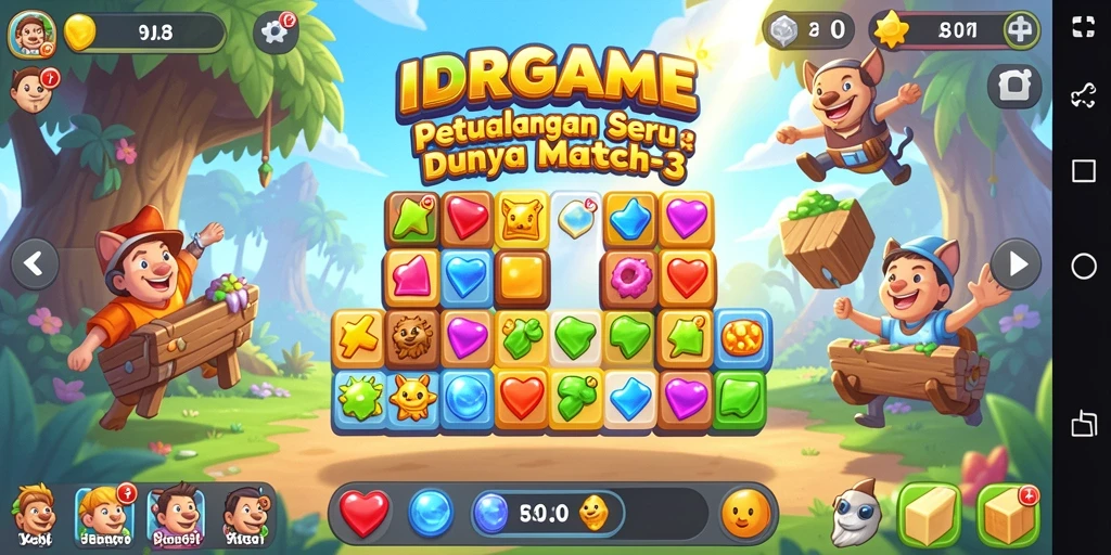 Tampilan gameplay menarik dari IDRGAME dengan tantangan Match-3.