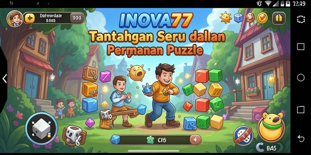 Screenshot gameplay INOVA77 menampilkan tantangan puzzle yang menarik.
