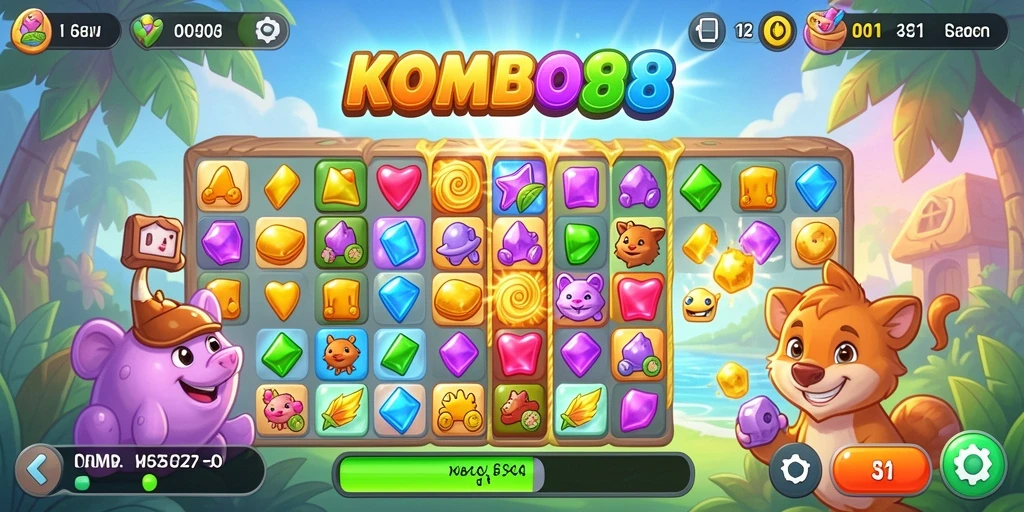 Gameplay seru Match-3 di KOMBO88 dengan grafis menawan.