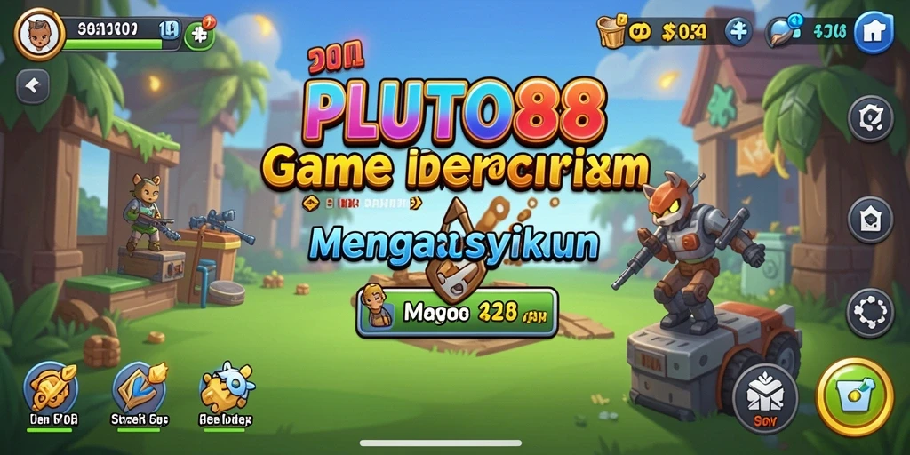 Screenshot gameplay <strong>PLUTO88</strong> menunjukkan karakter sedang mengumpulkan sumber daya.