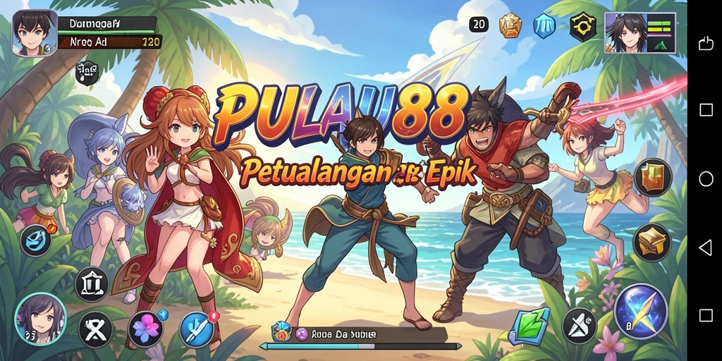 Screenshot gameplay PULAU88 menampilkan aksi seru karakter Anime.