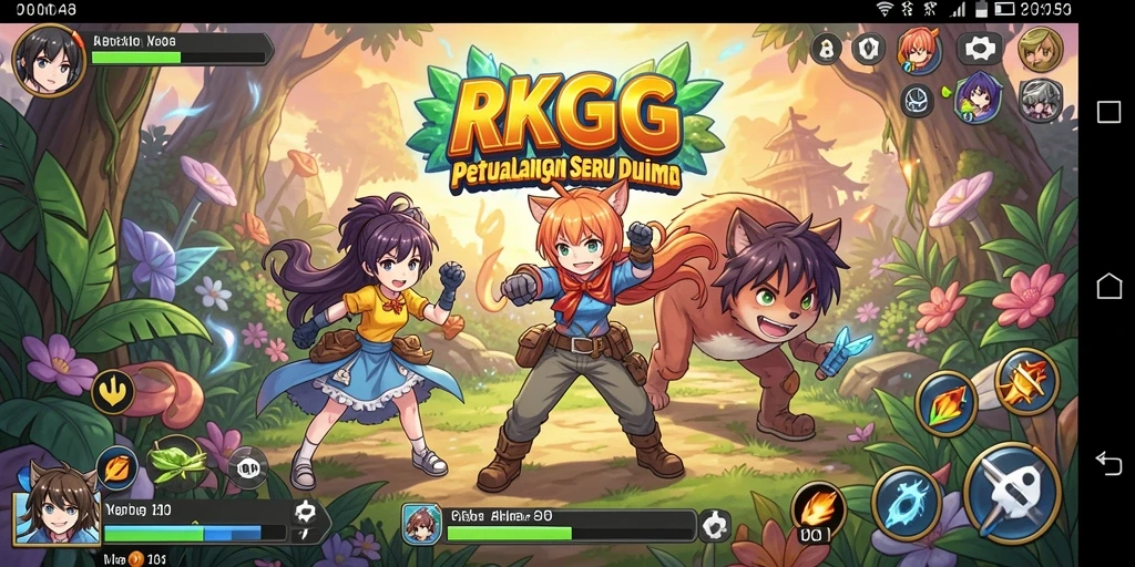Tampilan dinamis gameplay RKGG dengan karakter Anime dan aksi seru.