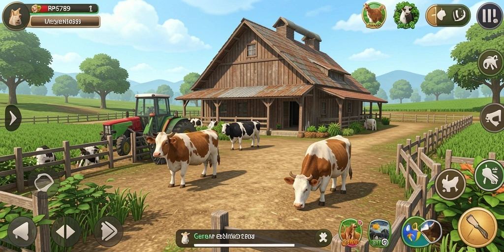 Tampilan menarik gameplay RP6789 dengan aktivitas bertani.