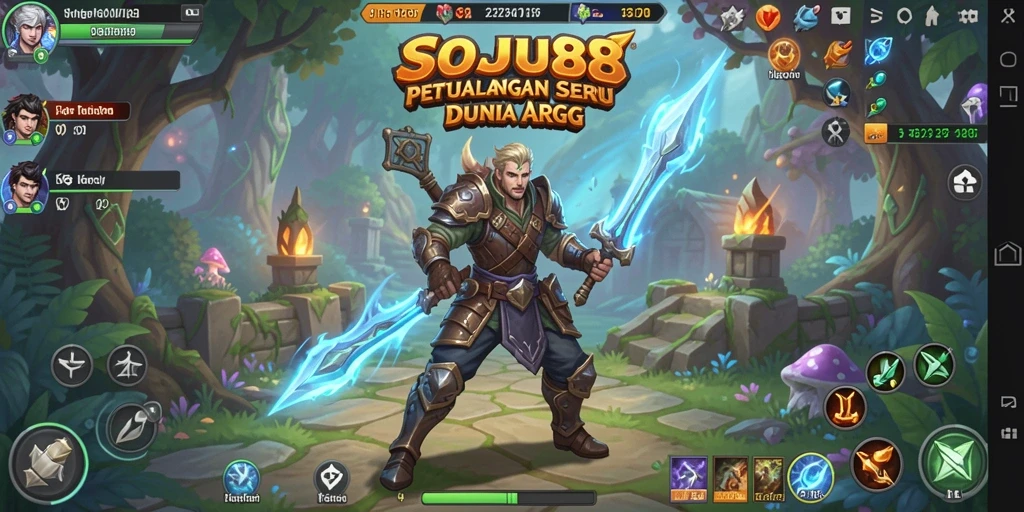 Tangkapan layar gameplay ARPG menampilkan pertarungan seru dan dunia fantasi.