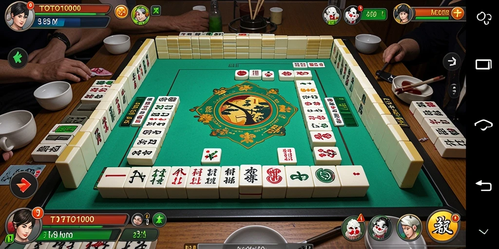 Tampilan gameplay TOTO1000 yang menarik dengan ubin Mahjong berwarna-warni.